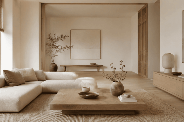 Japandi woonstijl in woonkamer