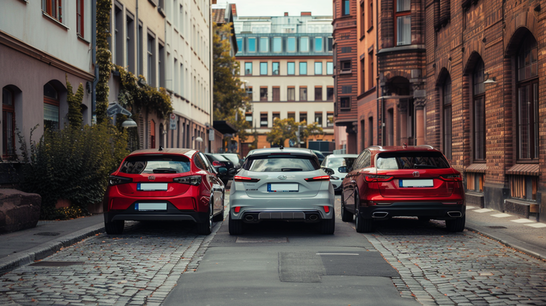 Drie auto's van achteren met verschil tussen hatchback sedan en stationwagen.