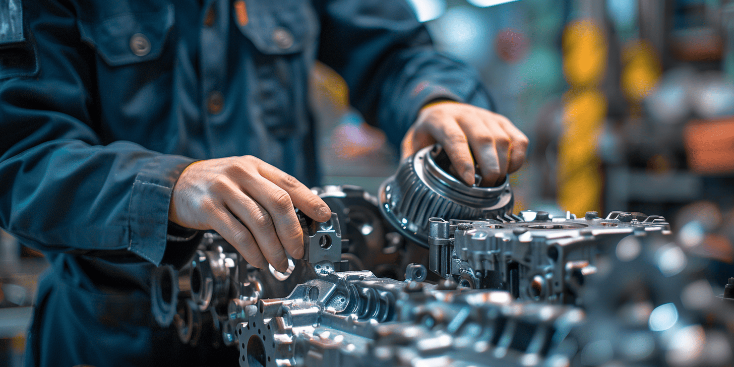 Automonteur checkt transmissie auto Automonteur checkt transmissie auto