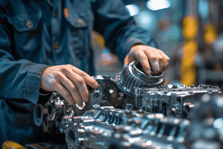 Automonteur checkt transmissie auto