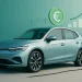 Moderne elektrische auto met laderkabel op minimalistische achtergrond, bijtelling elektrisch rijden