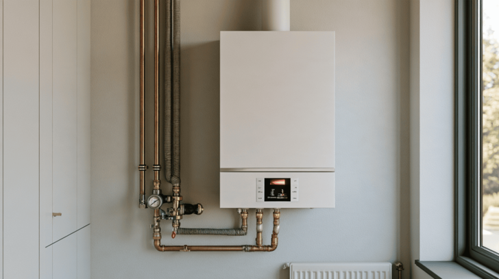 CV-ketel die binnen hangt