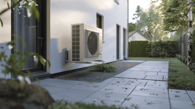 Warmtepomp die buiten hangt
