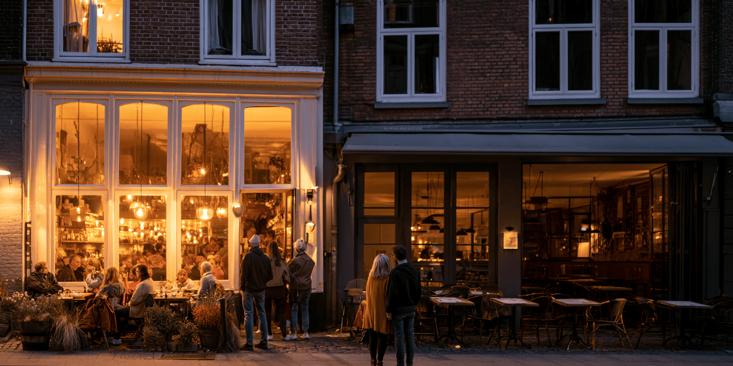 druk restaurant naast een lege restaurant