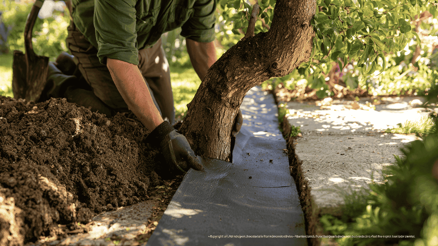 wortelscherm plaatsen tussen boom en bestrating