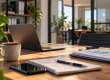 warme werkplek met laptop en planten