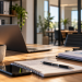 warme werkplek met laptop en planten